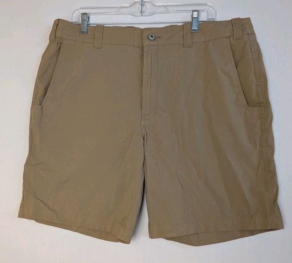 ORVIS Mens Size 38 Tan Flat Front Shorts Outdoor Hiking Casual Lightweight Nylon